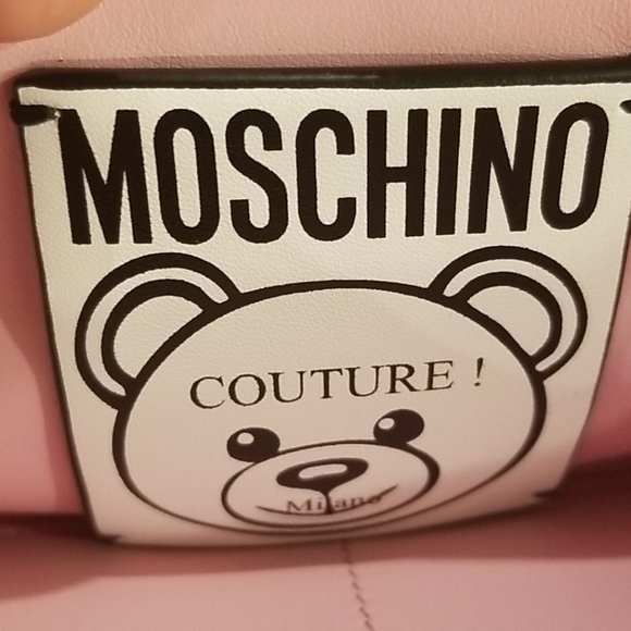 💕MOSCHINO💕 Space Ship Bear Zip Around Wallet Pink NWT 100% Leather - Picture 12 of 14